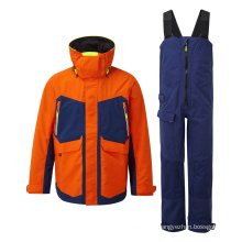 Orange Waterproof Offshore Jacket & Pants Fully Taped Seams Fishing Set for Sailing Adventure